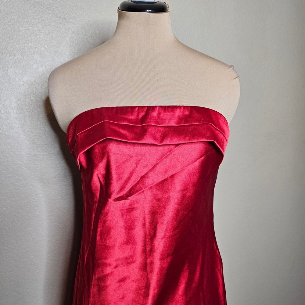 NWT Hello Molly Coolness Calling Red Satin Strapless Open Back Maxi Dress 10 - Picture 3 of 10